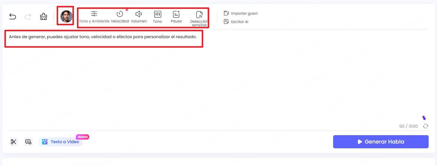 Elige un personaje y escribe un texto en TopMediai
