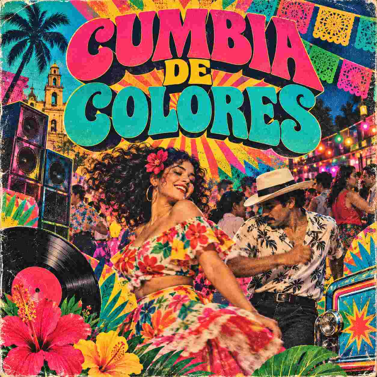 Portada de álbum indie español con estilo de póster musical