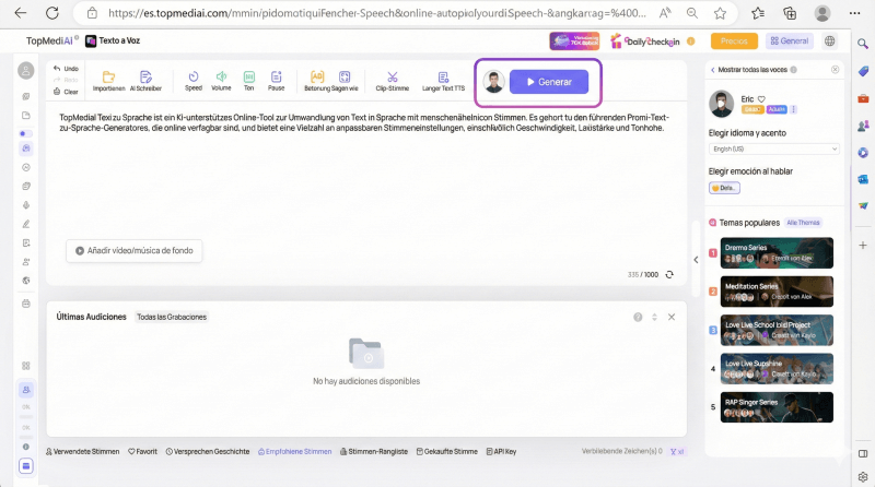 Paso 3. Escucha y descarga el audio.