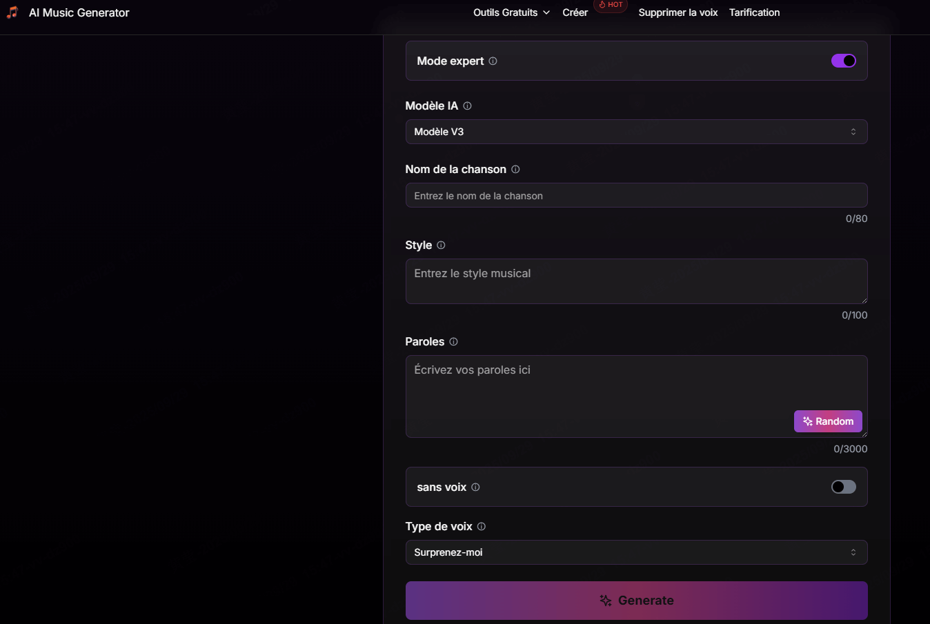 AI Music Generator, site de générateur de musique IA gratuit