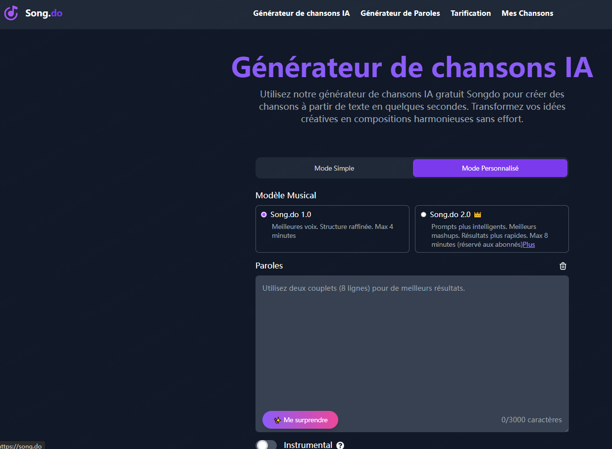 créer des chansons IA avec générateur de musique IA Song.do