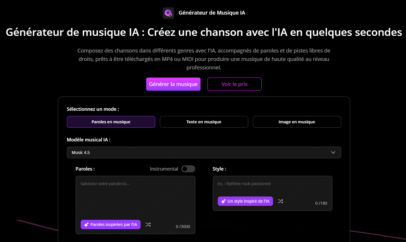 créer votre propre musique IA gratuite via TopMediai