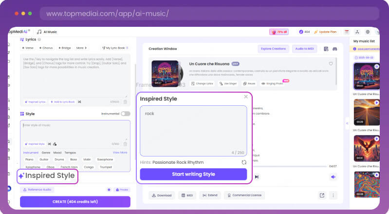 Étape 2 : Sélectionner le style de musique
