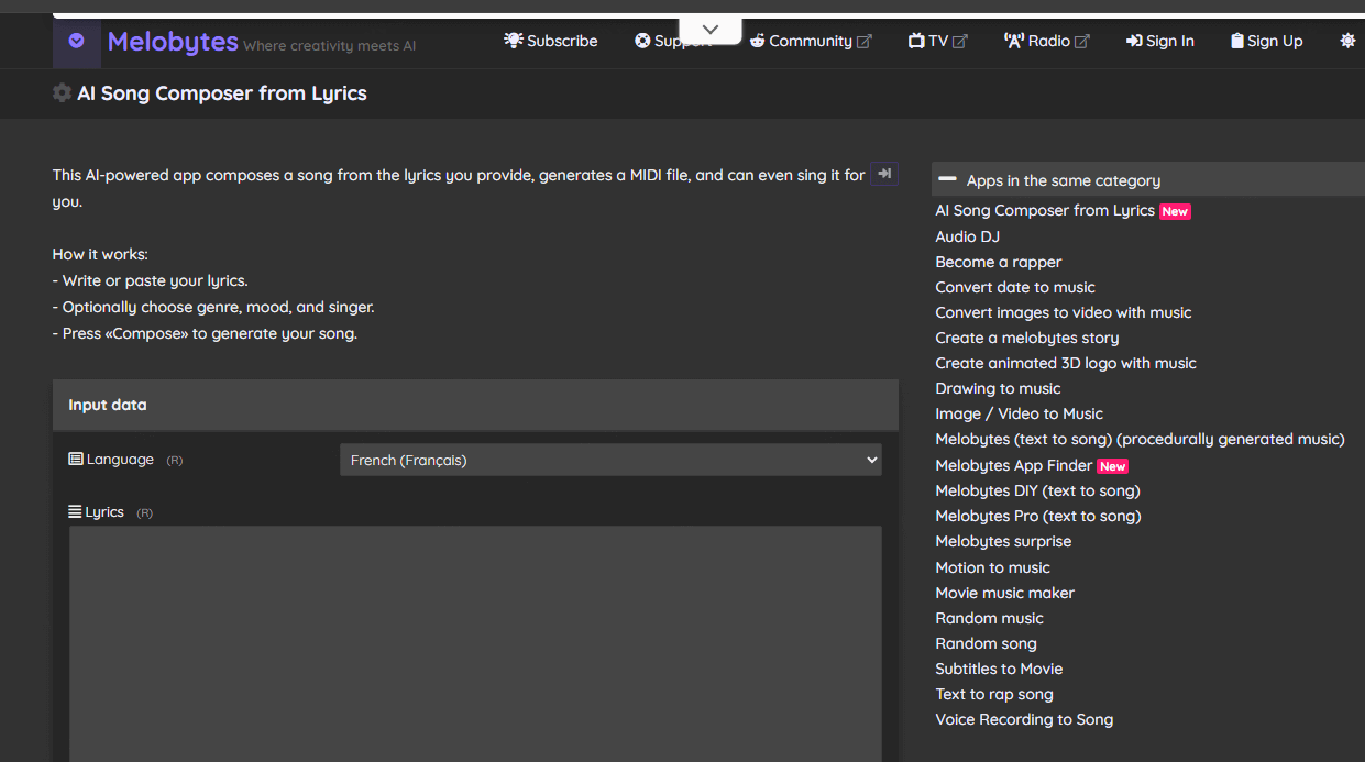 Melobytes – Texte en chanson simple 
