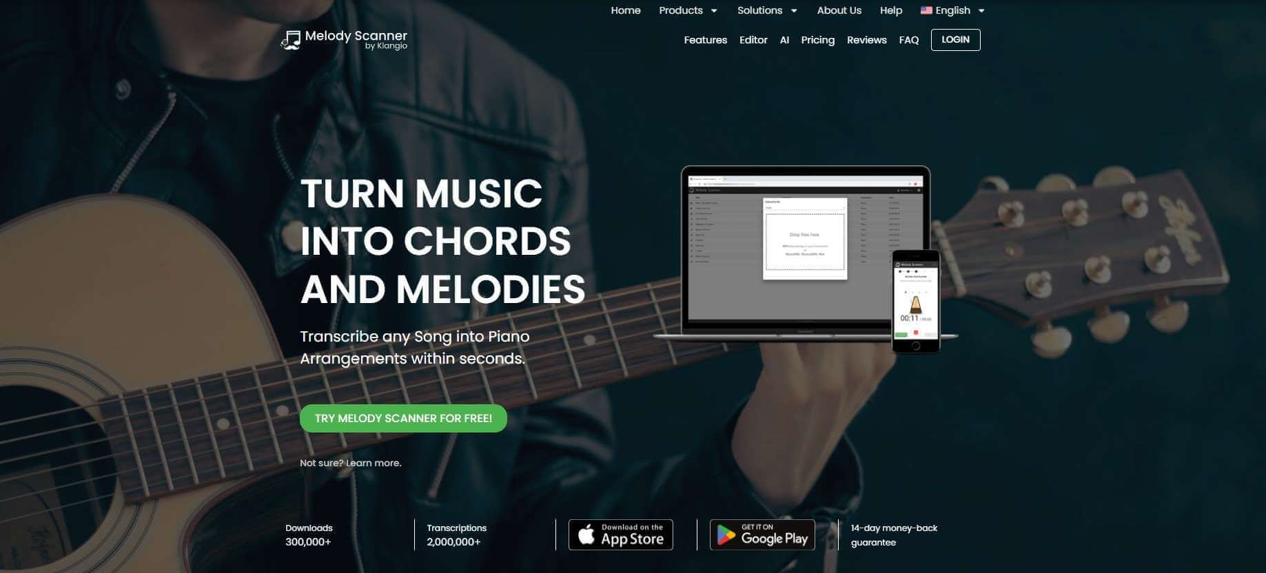 application de transformation musique en partition gratuite, Melody Scanner