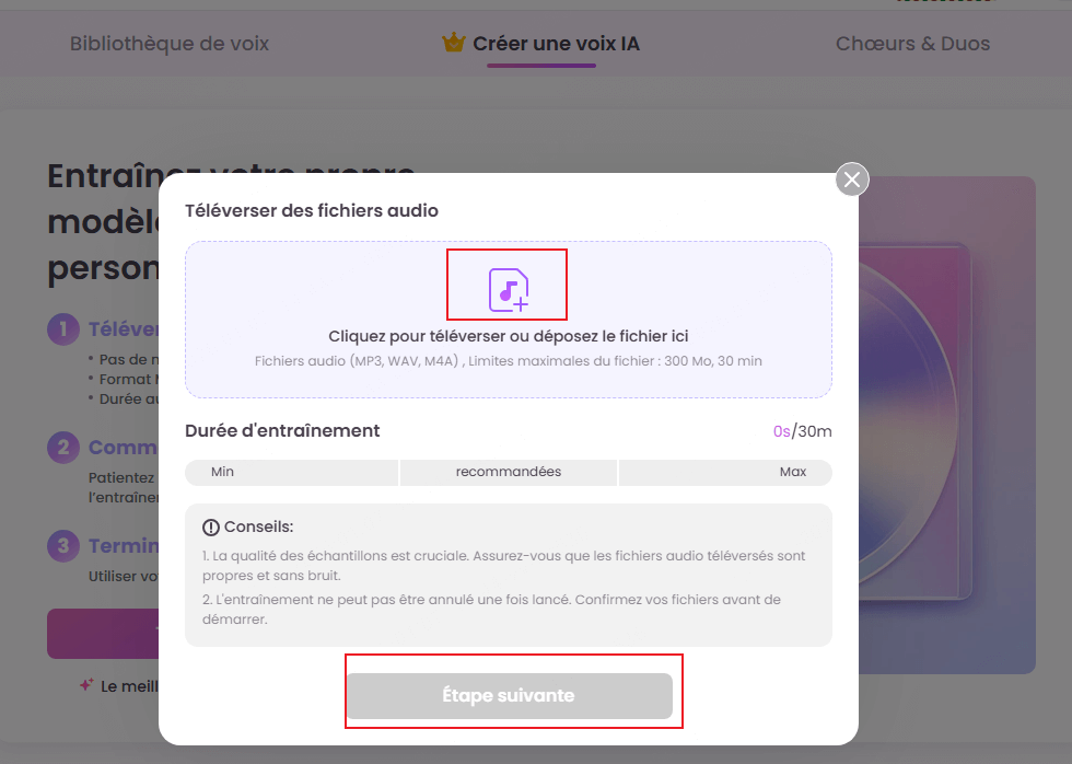 Importez vos fichiers audio