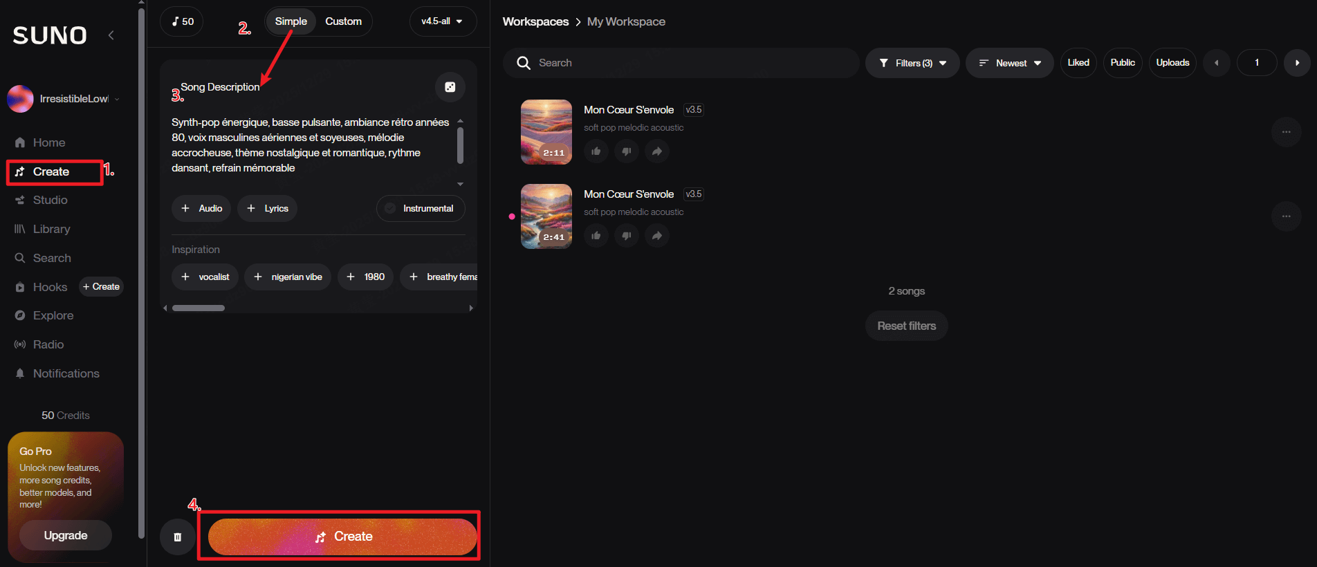 étapes pour utiliser Suno AI