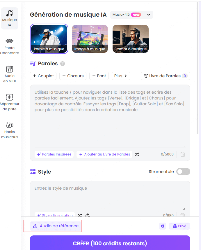 Générateur de musique Topmediai pour créer de la musique en fredonnant
