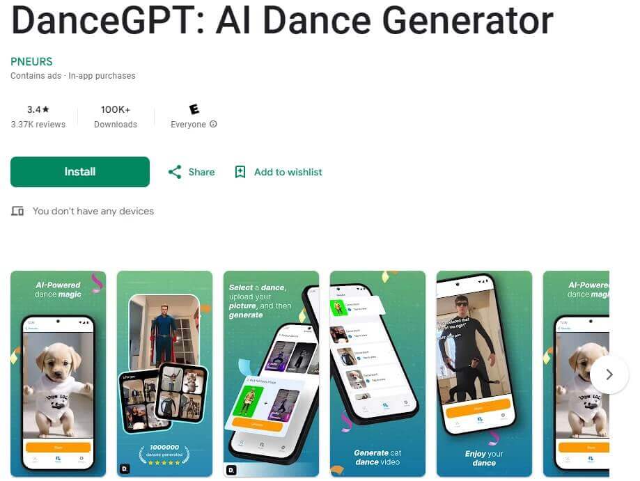 DanceGPT, générateur vidéo de danse IA