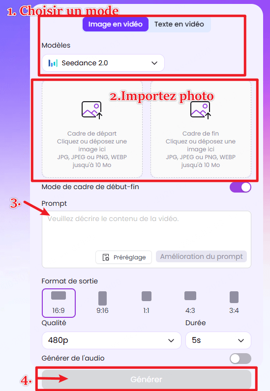 étapes pour utiliser le générateur vidéo Seedance sur EaseMate AI