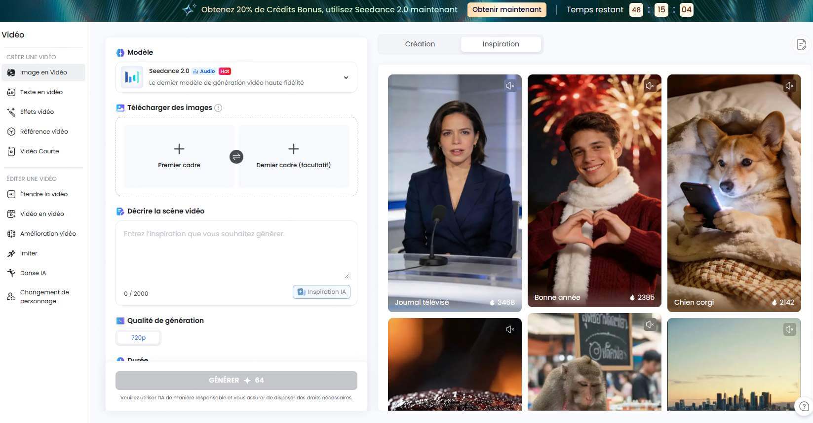 TopMediai, générateur de vidéo IA Seedance 2.0 gratuit