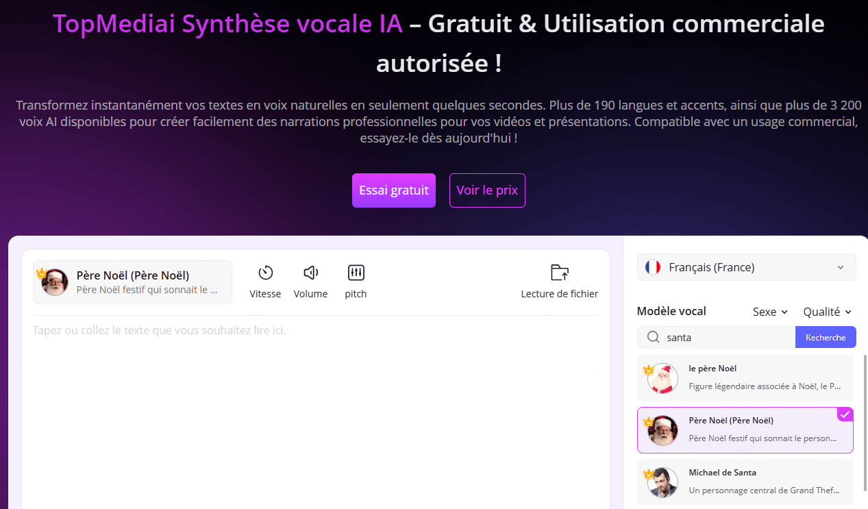 TopMediai Texte-à-Parole Père Noël en ligne