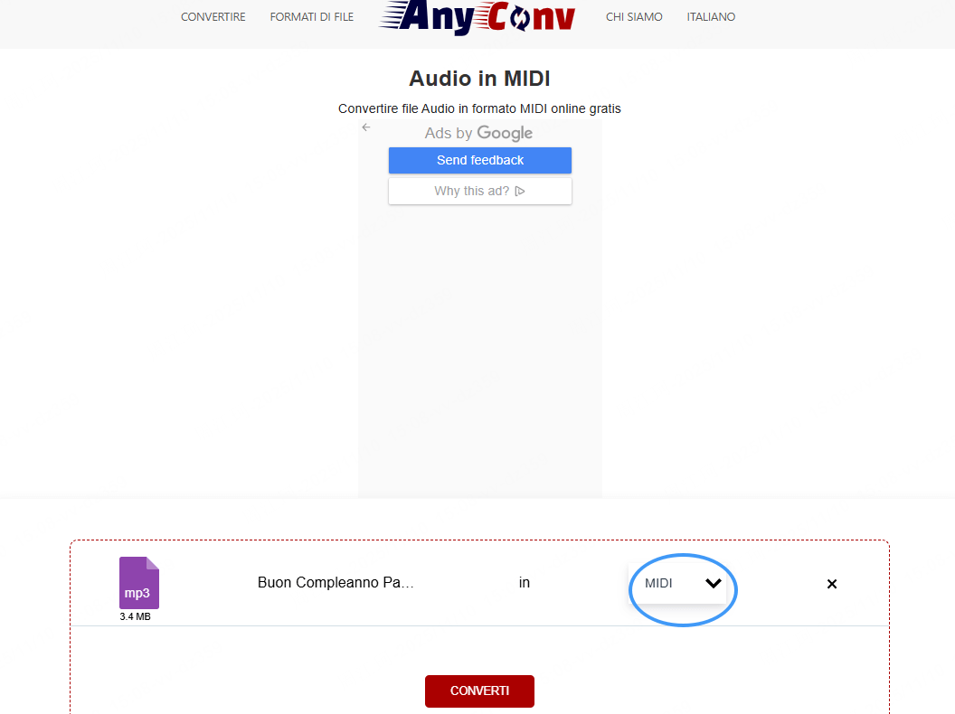 AnyConv MP3 in MIDI