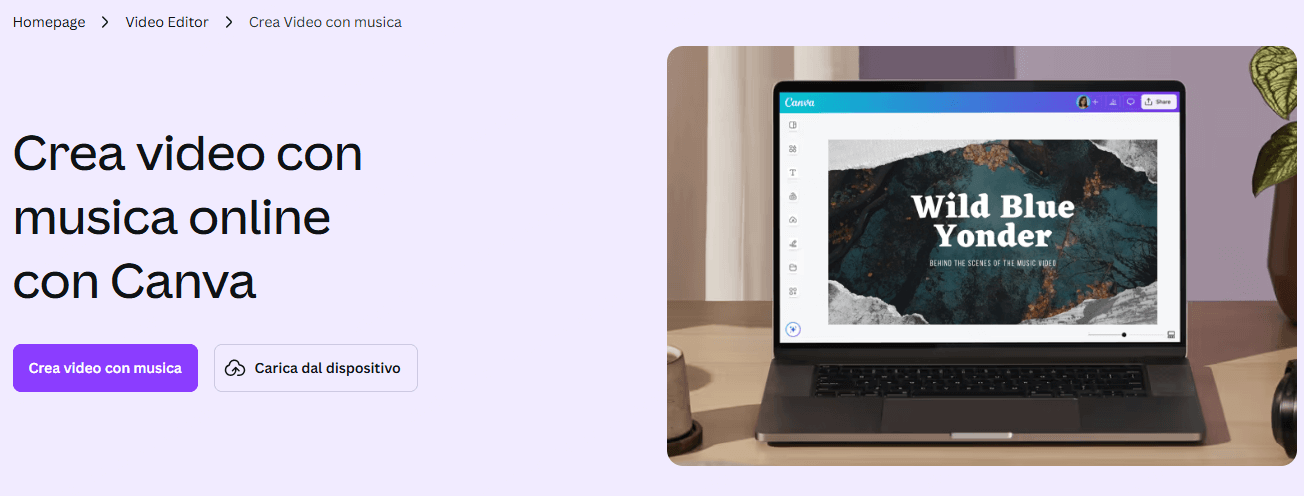 Crea video musicale con Canva