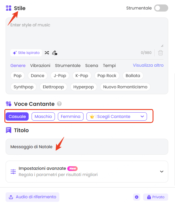 Genera canzone di natale