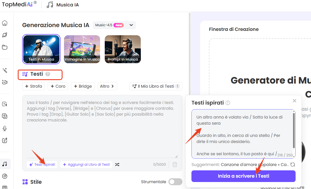Topmediai: creare testi natali con IA