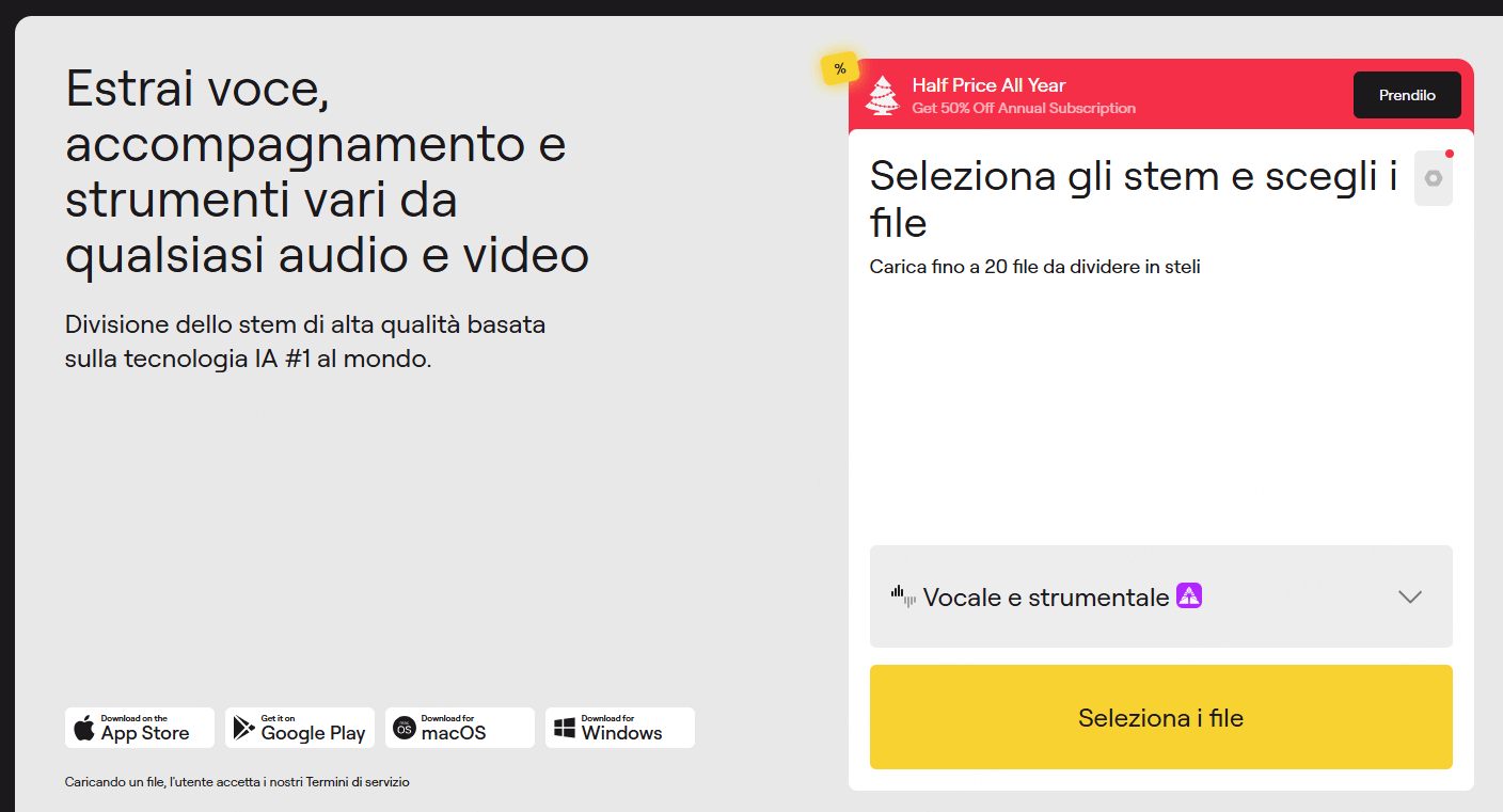LALAL.AI - rimuovi voce da canzone