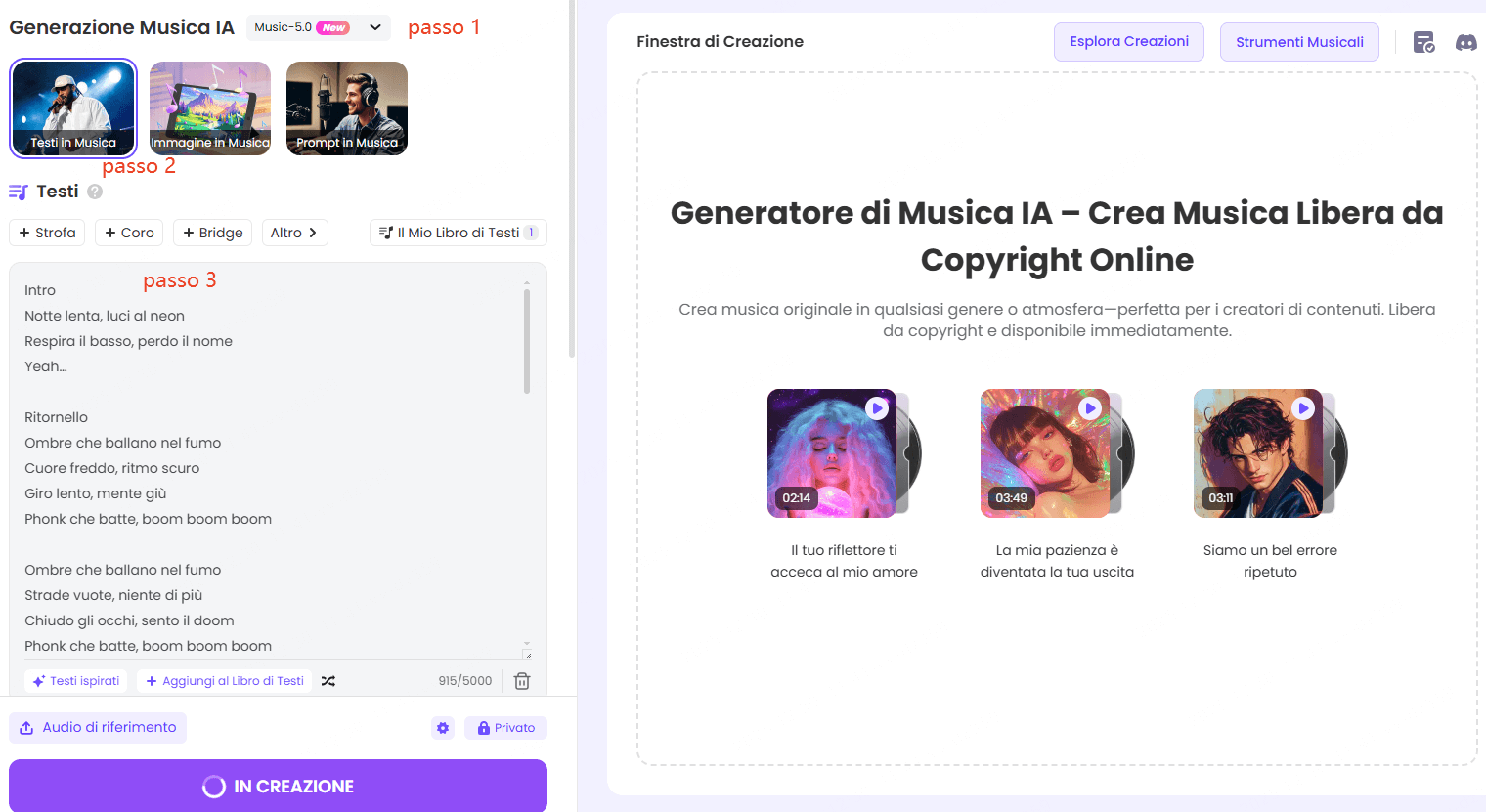 creare phonk muscia con AI