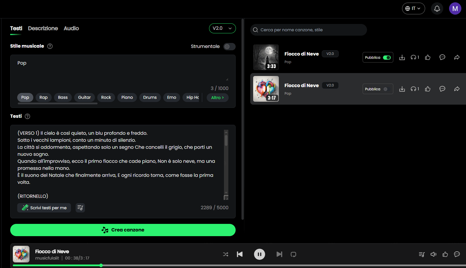 musicful: Genera canzone di natale