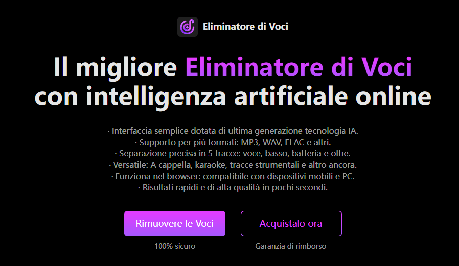 rimuovi voce da canzone online