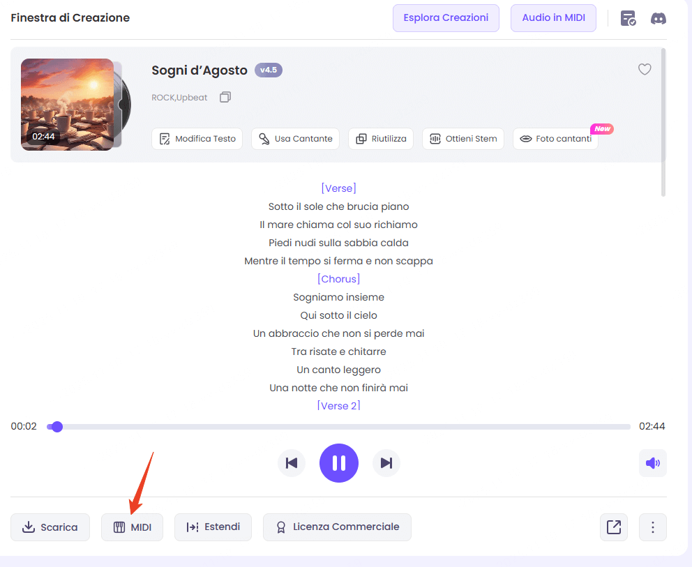 Testo in musica riuscito