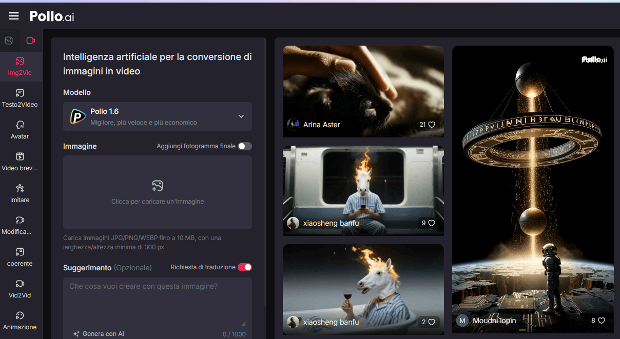 Pollo AI: da immagine a video ai gratis
