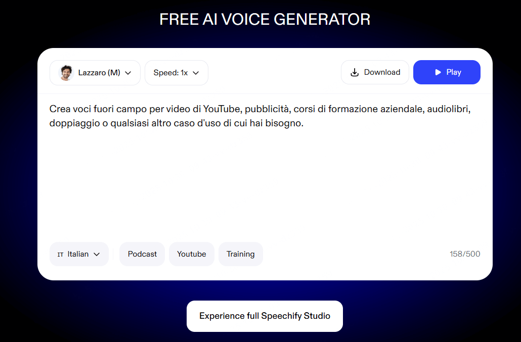 Speechify:IA che imita la voce dei famosi