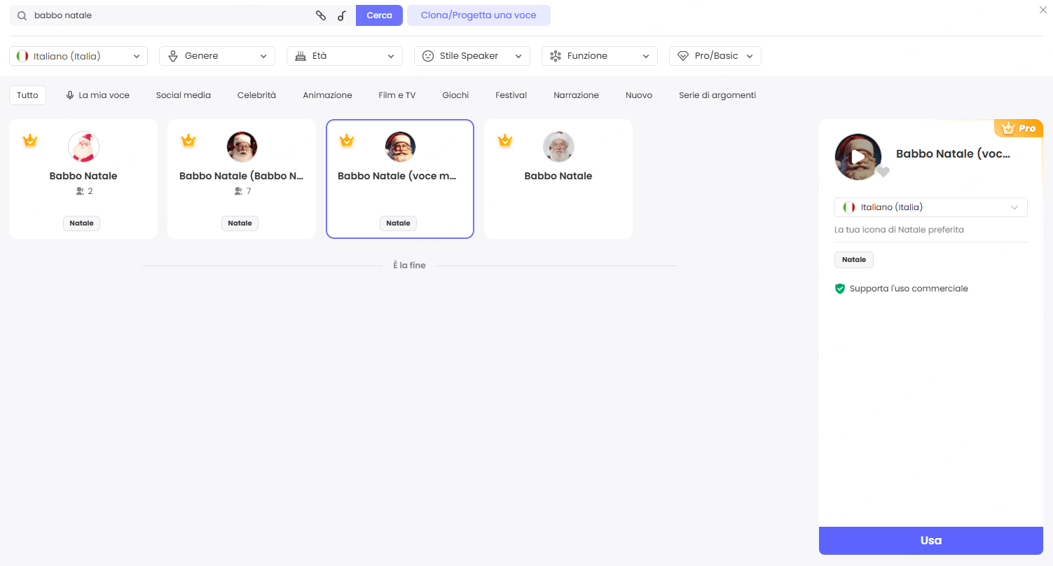 Generare testo vocale per i messaggi di Babbo Natale ai bambini