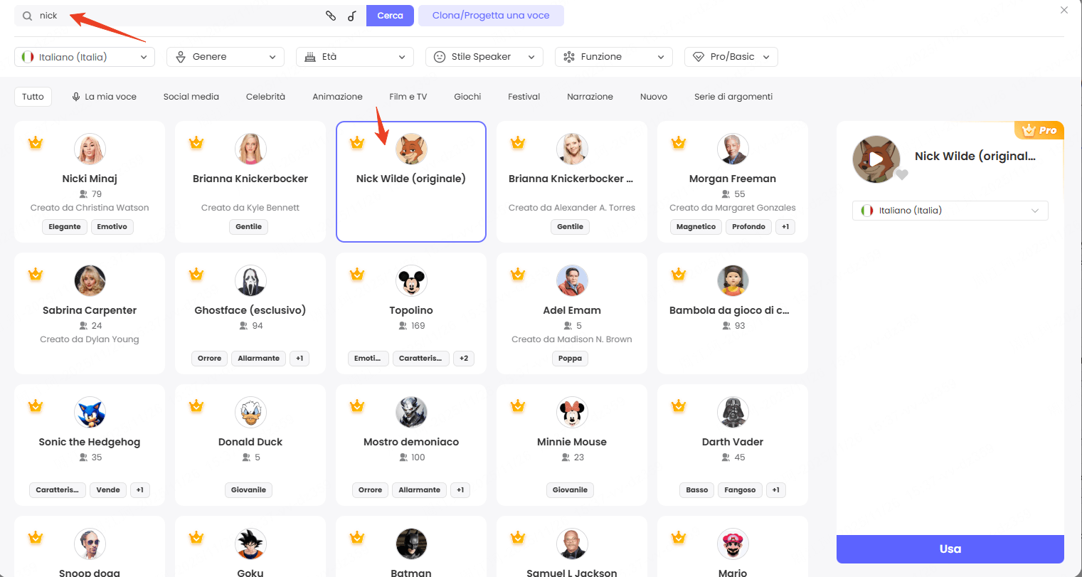 Scegli un personaggio di Zootopia su TopMediai