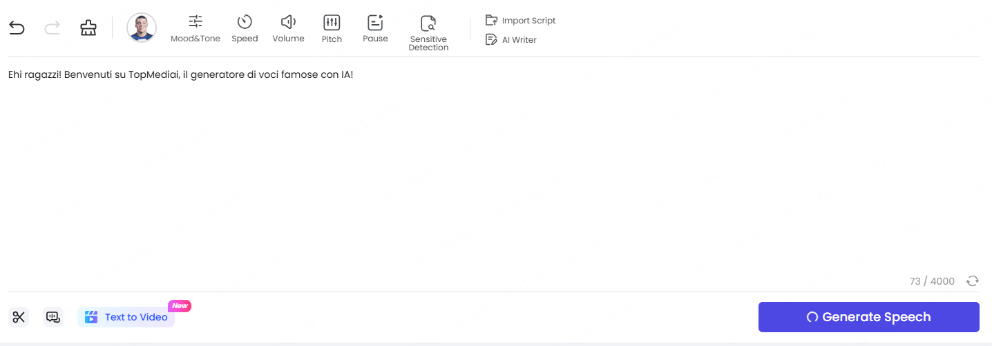 Inserisci o copia il testo che desideri convertire in topmediai