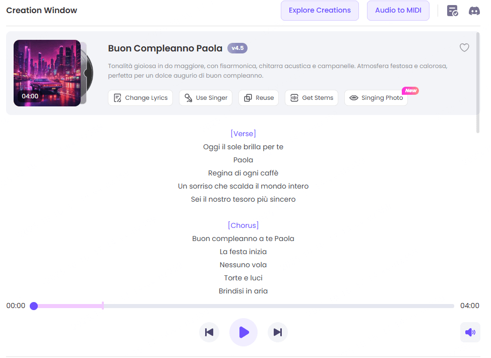 Genera una canzone di compleanno con il nome