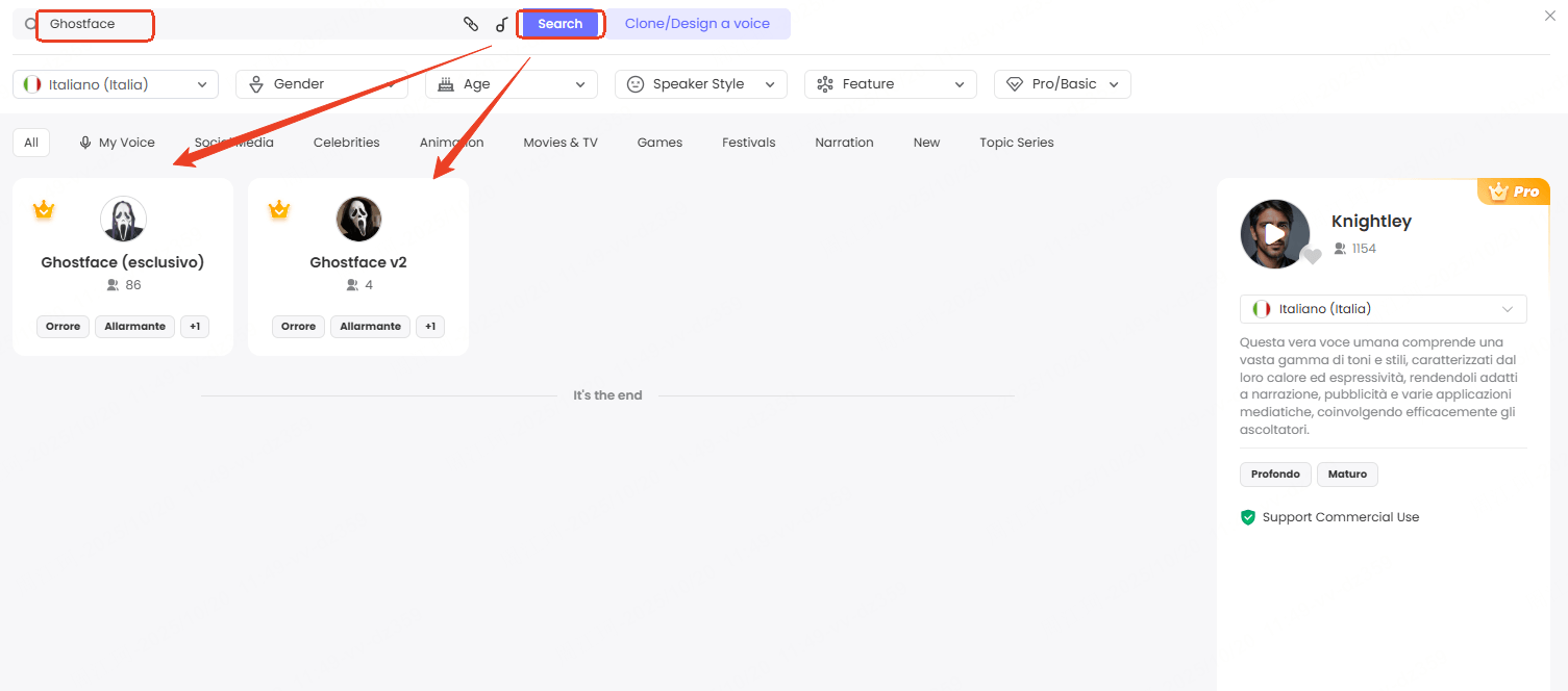 topmediai ghostface text to speech