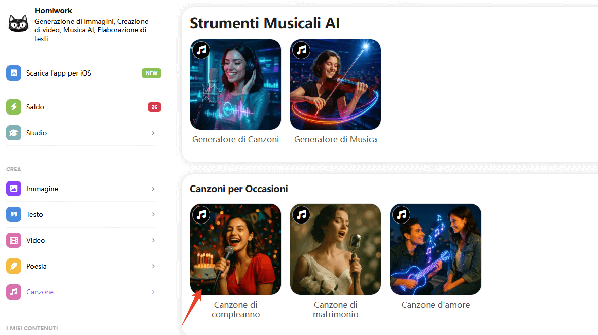 Guida alla creazione di una canzone di compleanno personalizzata con homiwork