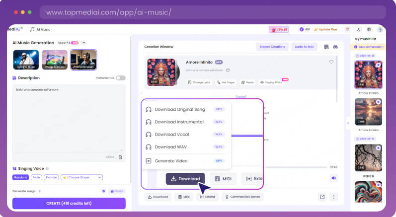 creare musica con prompt