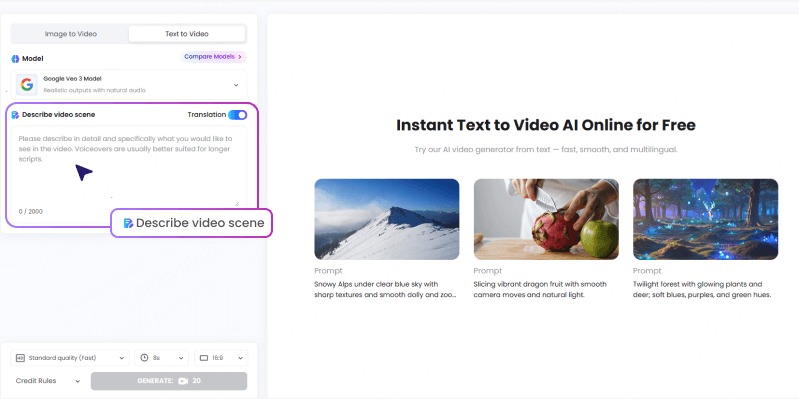 Genera video dal testo