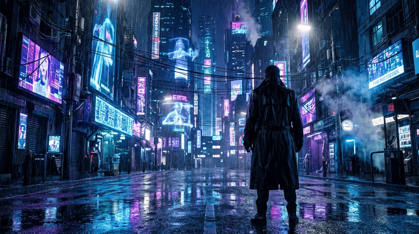 미래 도시 사이버펑크 야경