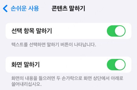 아이폰 텍스트 읽어 주기 설정