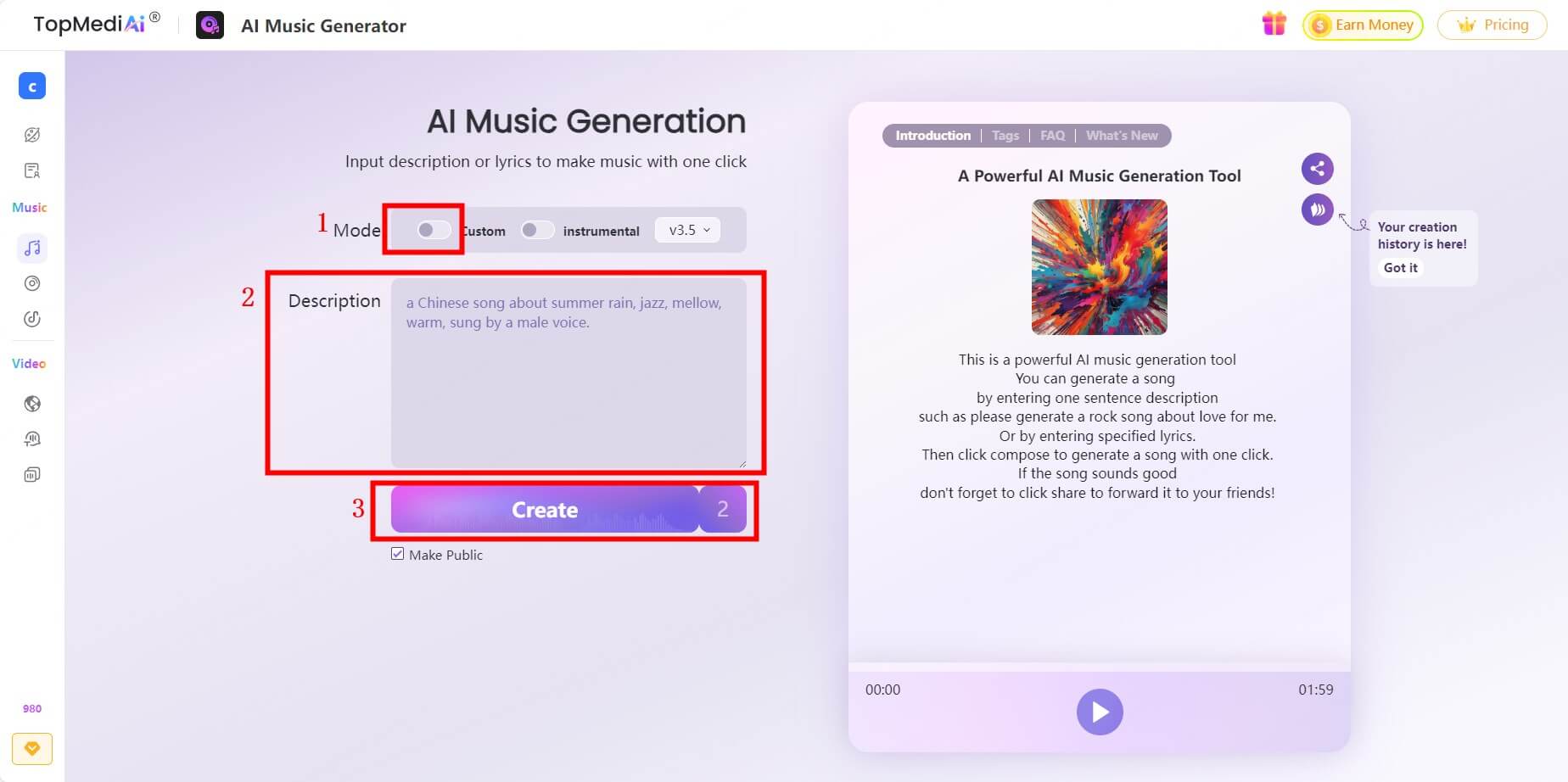 topmediai ai 음악 만들기