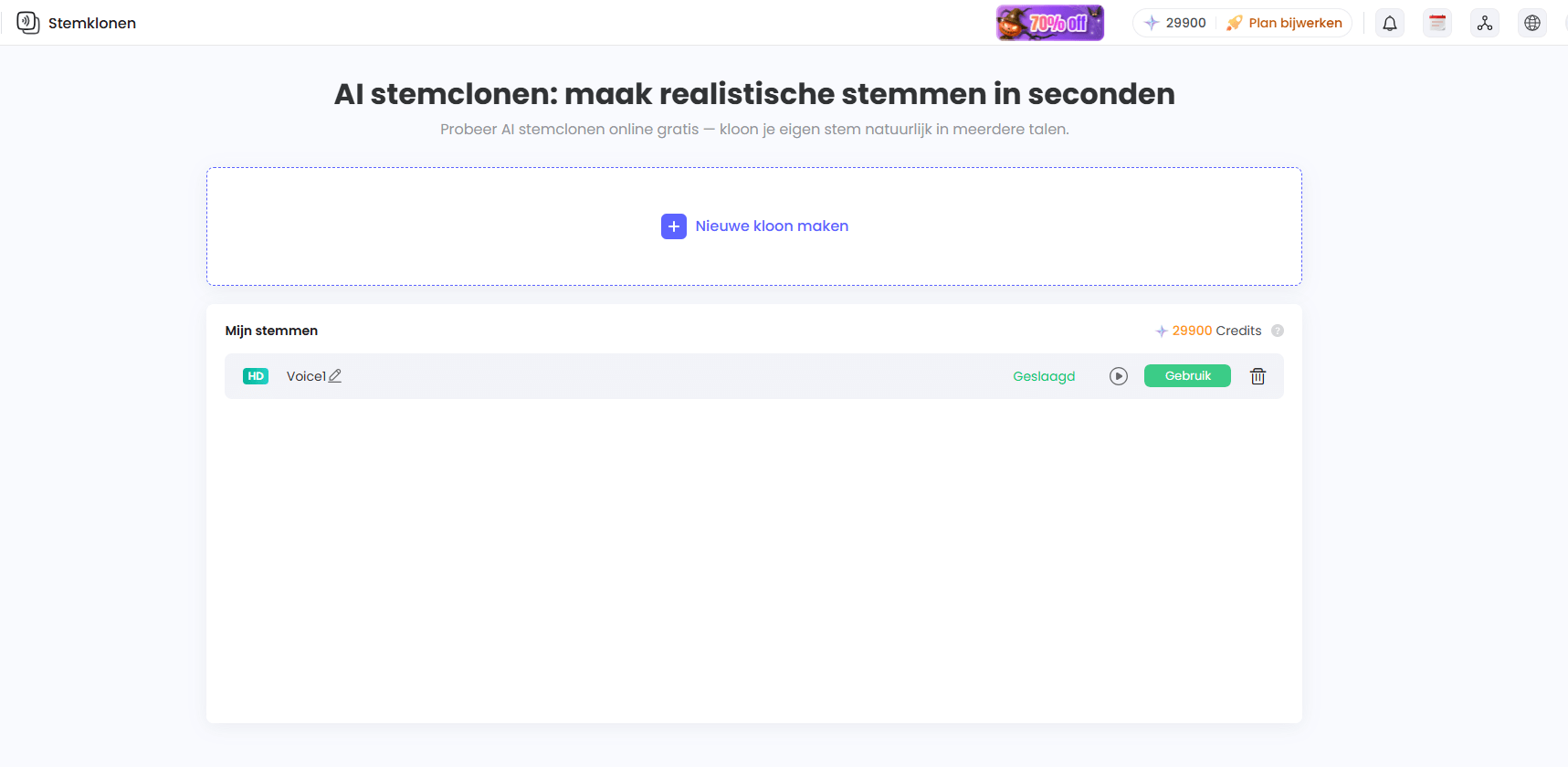 gebruik gekloonde stem