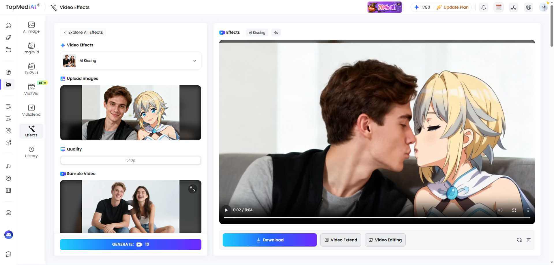 topmediai ai kussen stappen
