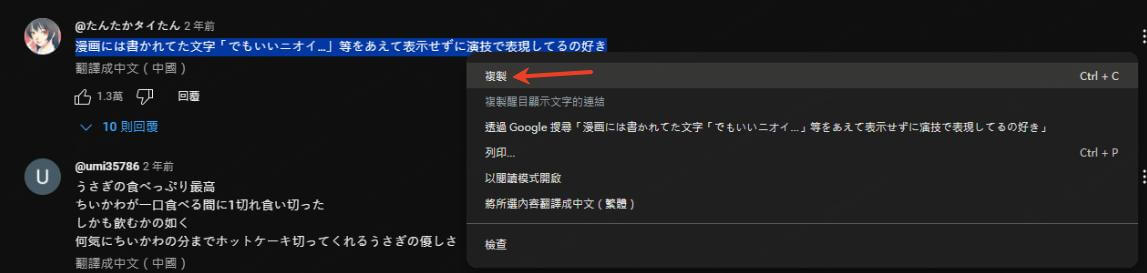 複製youtube評論