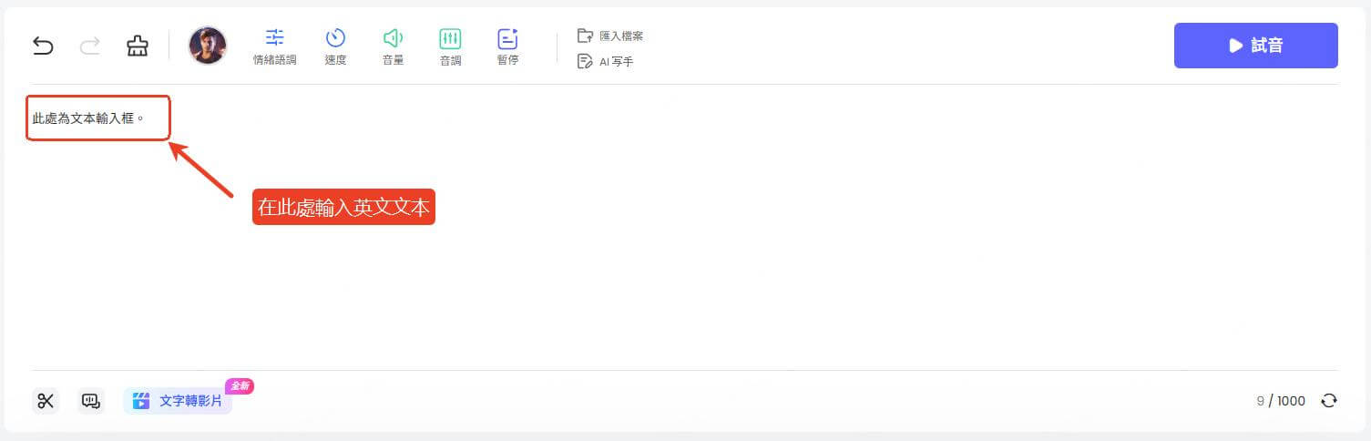輸入英文文本