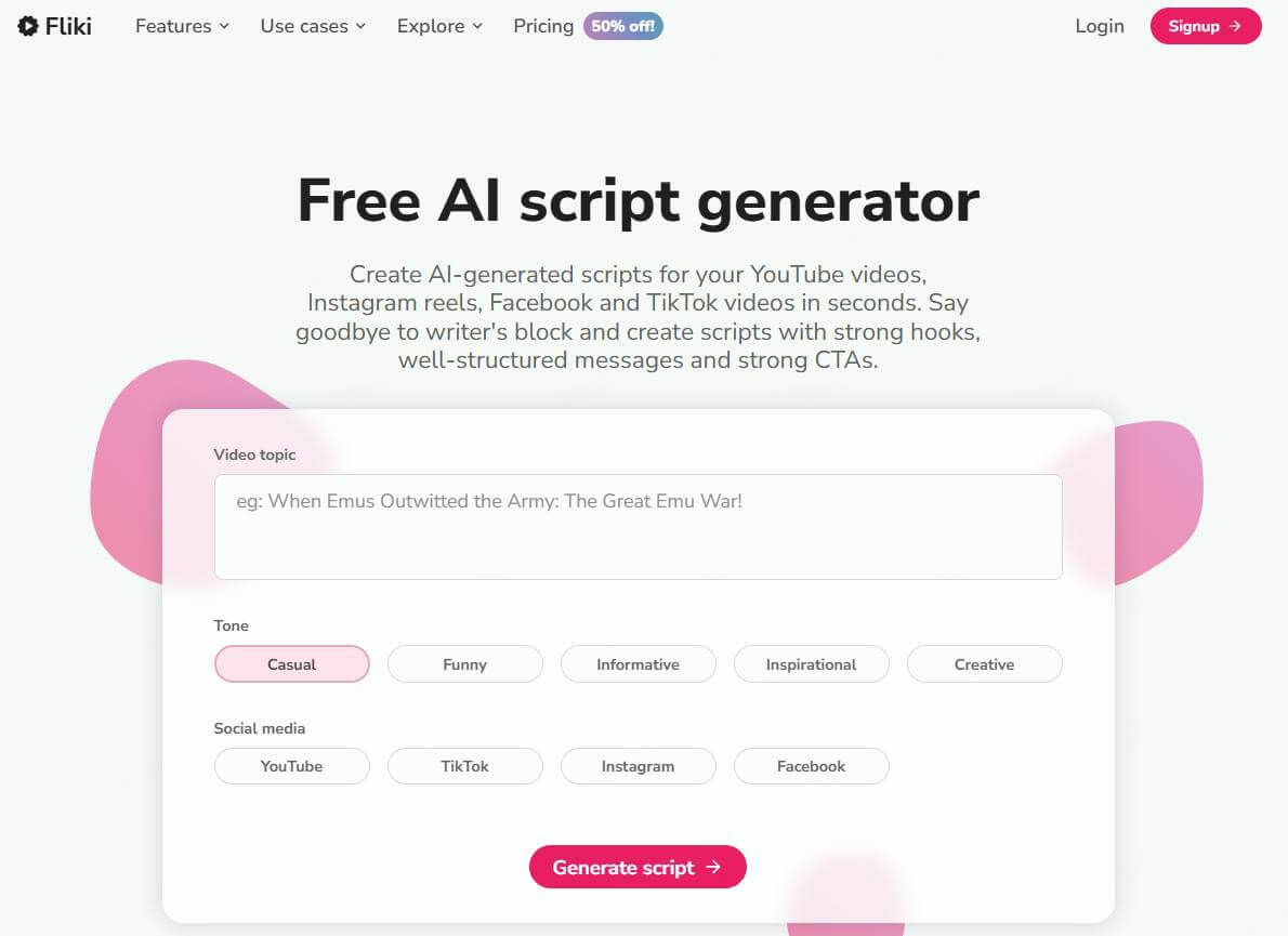 fliki ai script generator