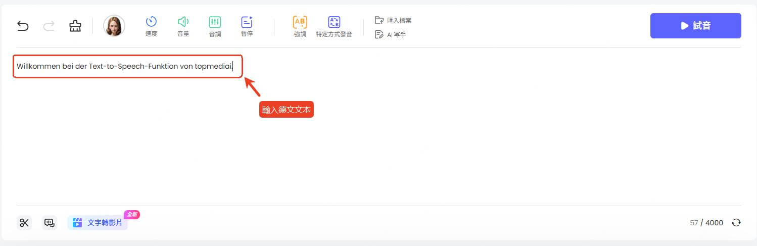 輸入德文文本