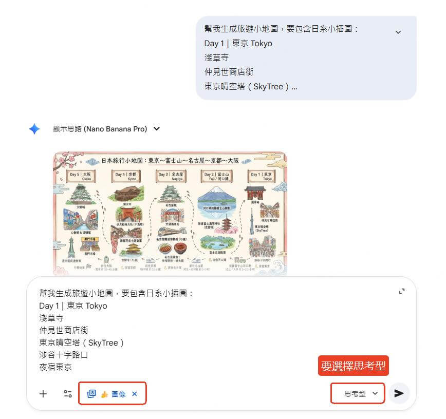 nano banana生成旅遊地圖