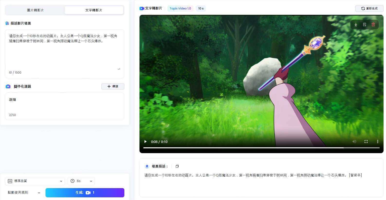 topmediai ai卡通短片生成