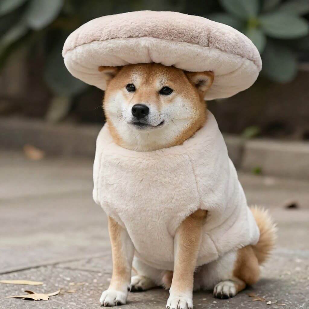 topmediai製作狗狗蘑菇裝ai圖片