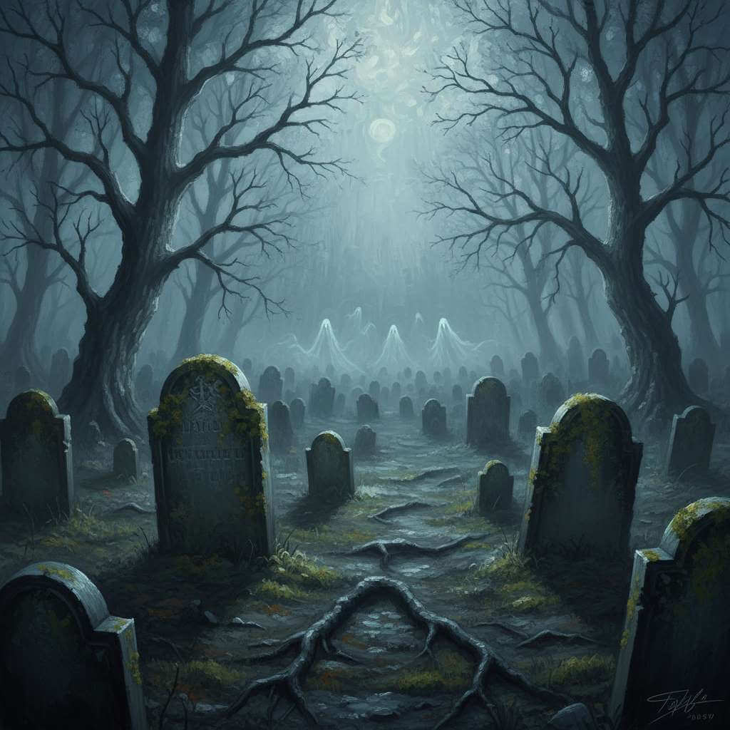 topmediai荒廢墓園風格恐怖作畫