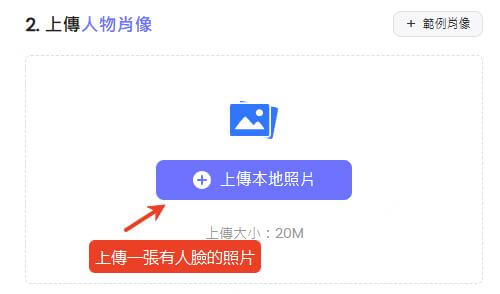 上傳人臉照片