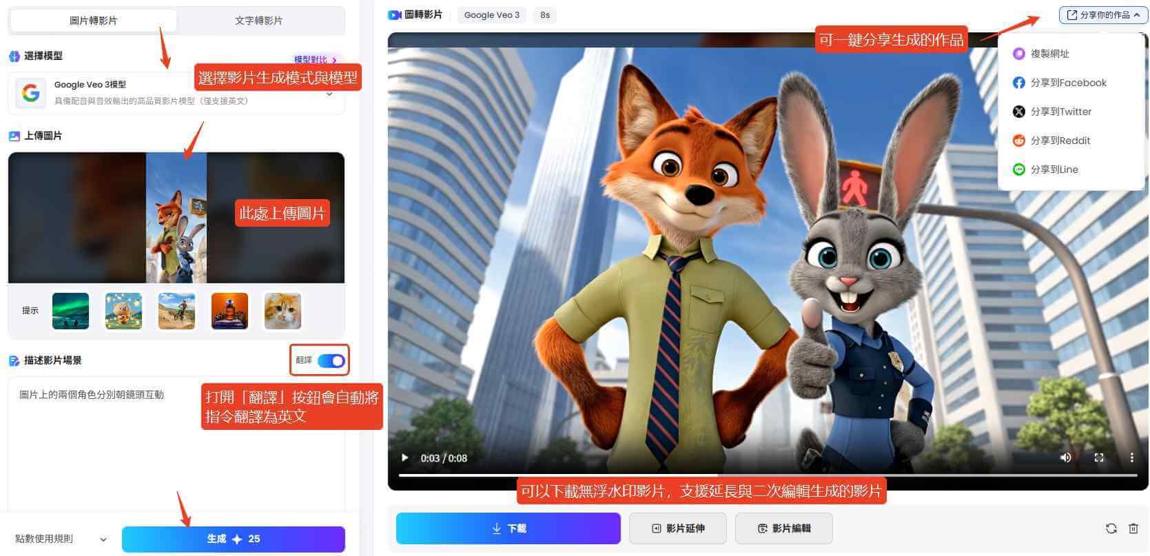 topmediai製作動態動物方城市手機桌布